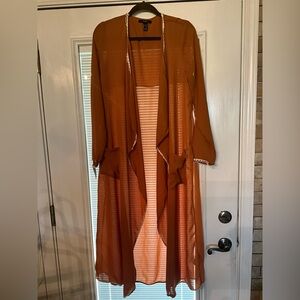 Forever 21 Good Sheer Duster with Lace Trim